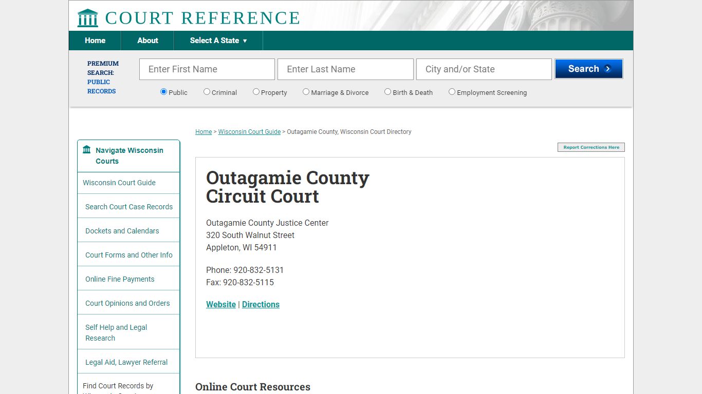 Outagamie County Circuit Court - Courtreference.com